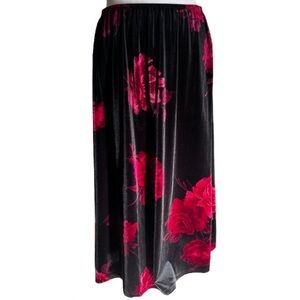 VTG Velvet Maxi Skirt Floral 90s Grunge Whimsigoth Dark Romance Vamp Size 14P